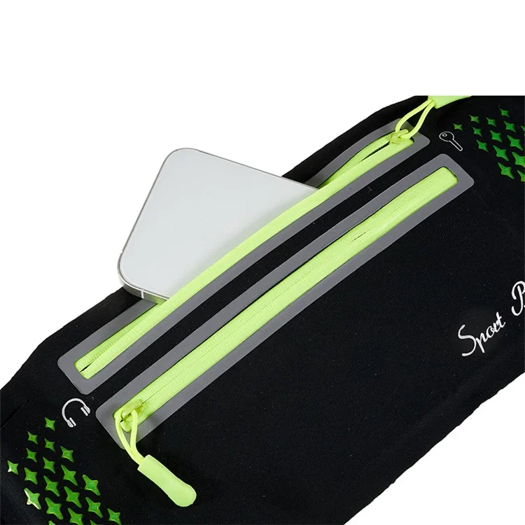 Bolsa Esportiva de Cintura Ultrafina com Zíper Duplo para Corrida ao Ar Livre - Preto