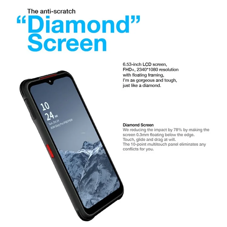 AGM Glory G1 Pro 5G Téléphone Portable Durci 6.53" Qualcomm Snapdragon 480 Smartphone 8GB+256GB IP68 Étanche Anti-Chute Anti-Poussière - Version RU