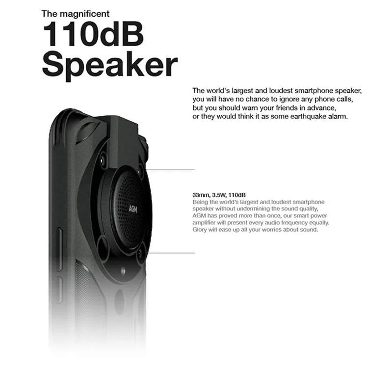 AGM Glory G1 Pro 5G Téléphone Portable Durci 6.53" Qualcomm Snapdragon 480 Smartphone 8GB+256GB IP68 Étanche Anti-Chute Anti-Poussière - Version RU