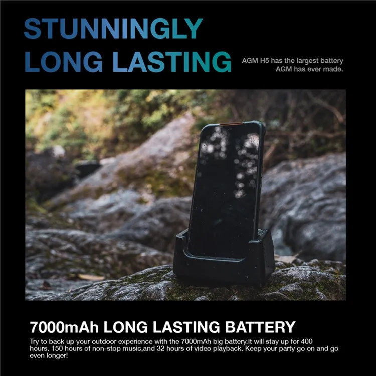 AGM H5 Rugged Phone IP68 Waterproof Android 12 6.517'' Smartphone Unlocked 6GB+128GB Fall-proof Dust-proof - EU Version