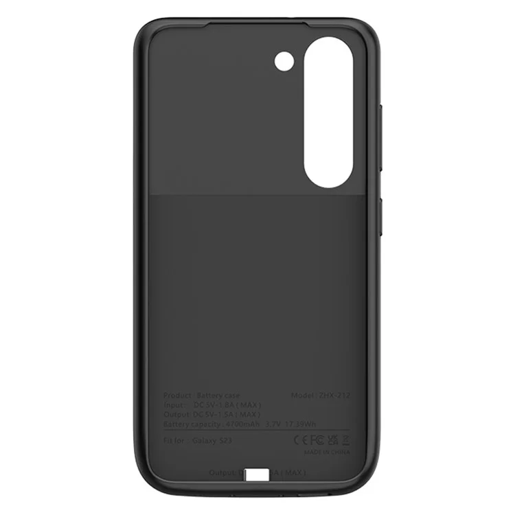 ZHX-212 Para Samsung Galaxy S23 Soft Edge Phone Charger Back Case de Carregamento Slim 4700mAh Recarregável Bateria Estendida