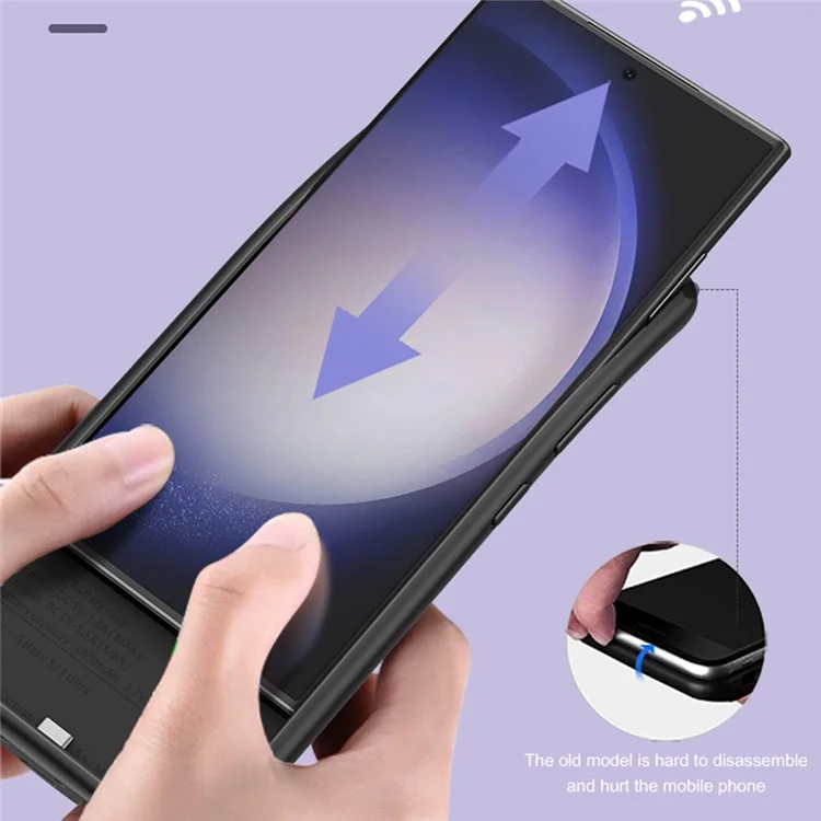 ZHX-214 Per Samsung Galaxy S23 Ultra 4800mAh Batteria Estesa Mobile Custodia di Ricarica del Telefono con Bordi Morbidi
