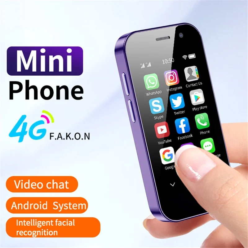 SOYES XS14 Pro Android Mobile Phone 3GB+32GB 3.0'' 4G Dual Sim Mini Smartphone - Purple