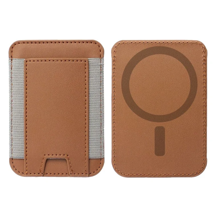 Compatível com MagSafe Carteira de Couro Magnética Porta-Cartões de Telefone Celular - Bolsa Mini Porta-Cartões para Parte de Trás do Telefone Celular - Marrom