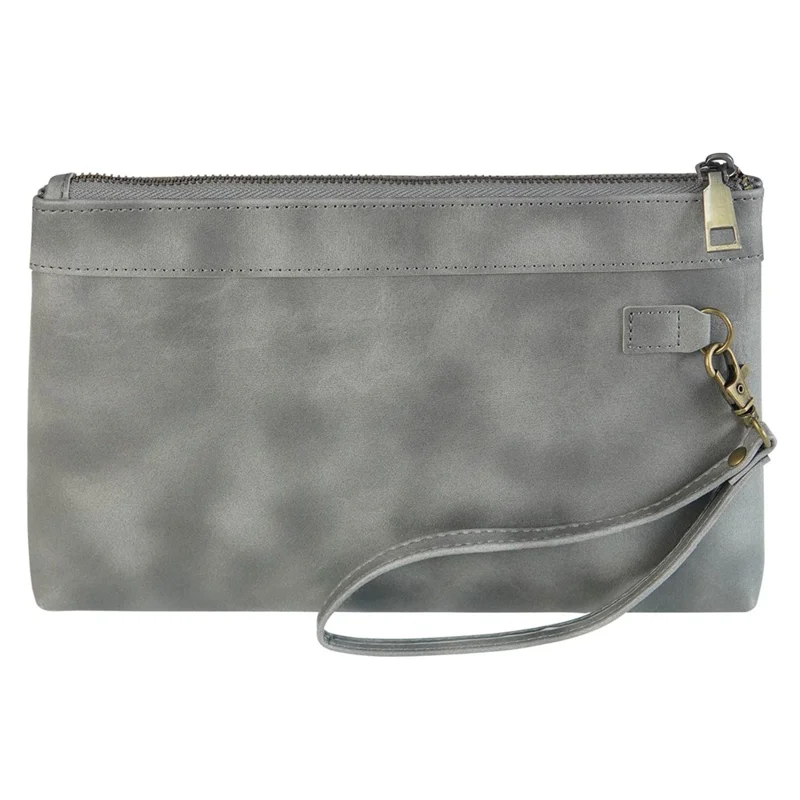 PU Leather Tablet Carrying Bag Zipper Sleeve Bag for Phone / Tablet within 8-inch - Grey