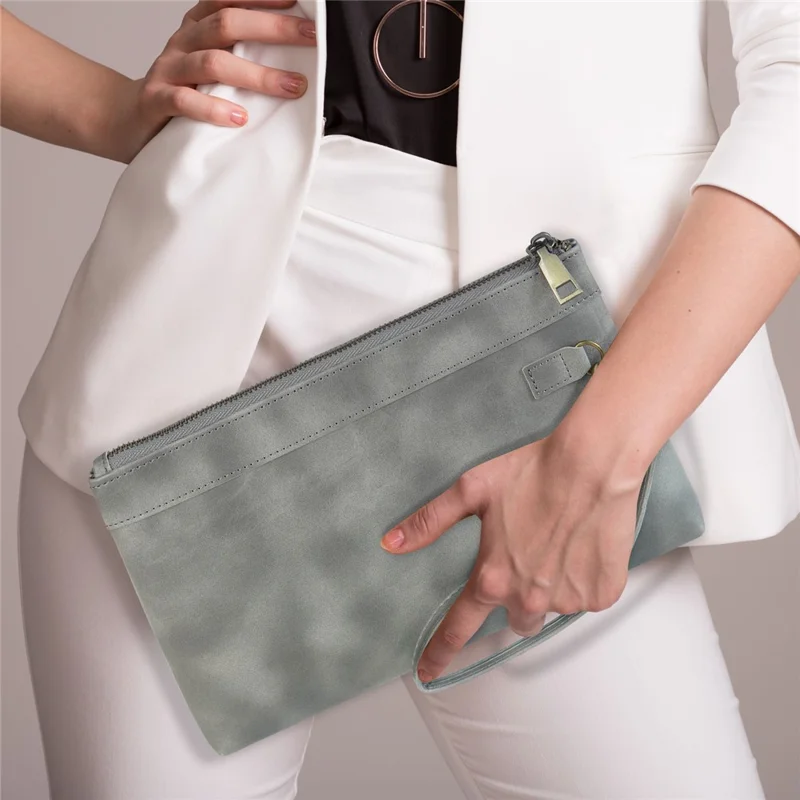PU Leather Tablet Carrying Bag Zipper Sleeve Bag for Phone / Tablet within 8-inch - Grey
