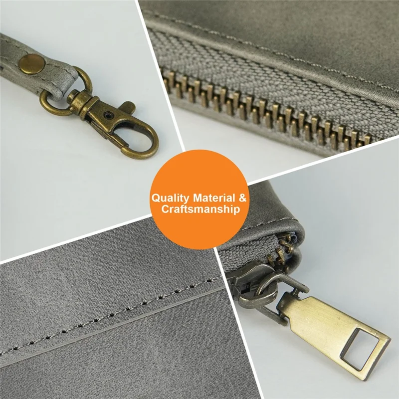 PU Leather Tablet Carrying Bag Zipper Sleeve Bag for Phone / Tablet within 8-inch - Grey