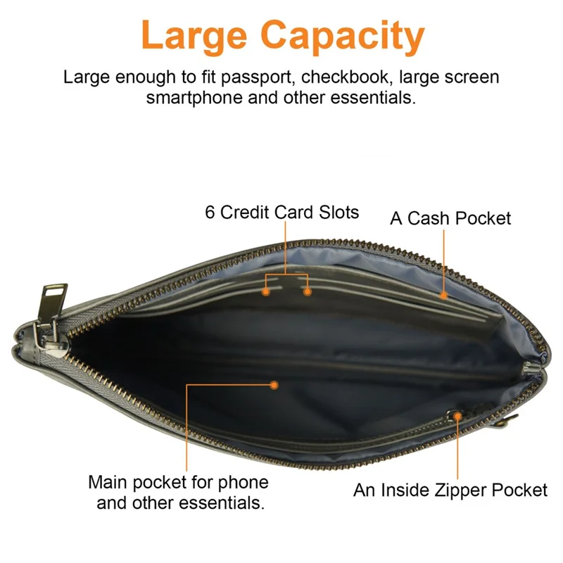 PU Leather Tablet Carrying Bag Zipper Sleeve Bag for Phone / Tablet within 8-inch - Grey