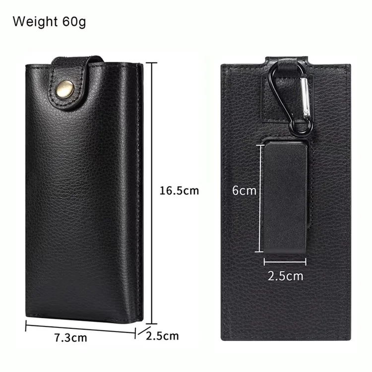 PU Leather Cell Phone Waist Bag Belt Loop Pouch Rotary Belt Clip Security Purse Phone Case for Foldable Phones - Black