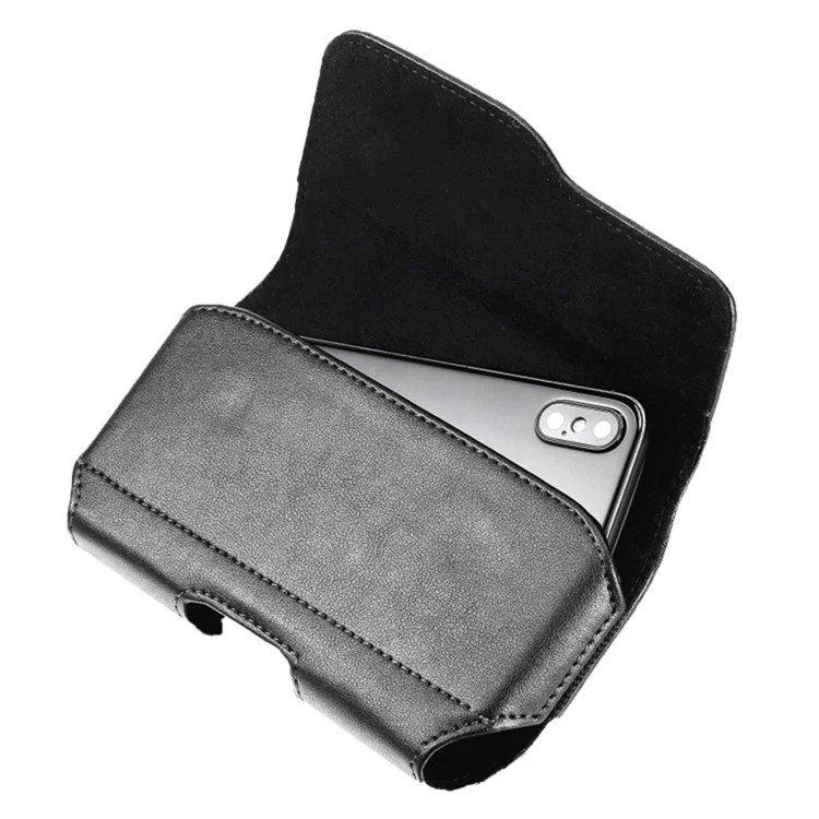 Horizontal Phone Belt Bag Shockproof PU Leather Waist Pouch for Universal Cell Phones - M / 3.5-4 inch