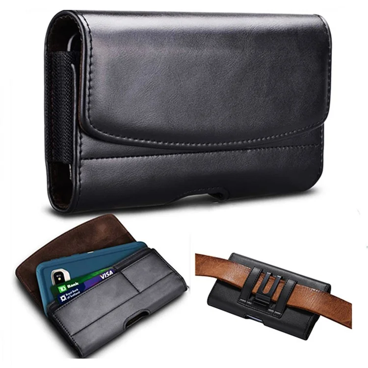 Card Slots Cell Phone Belt Bag Anti-Drop PU Leather Waist Phone Pouch with Magnetic Closure - M / 3.5-4.0 inch