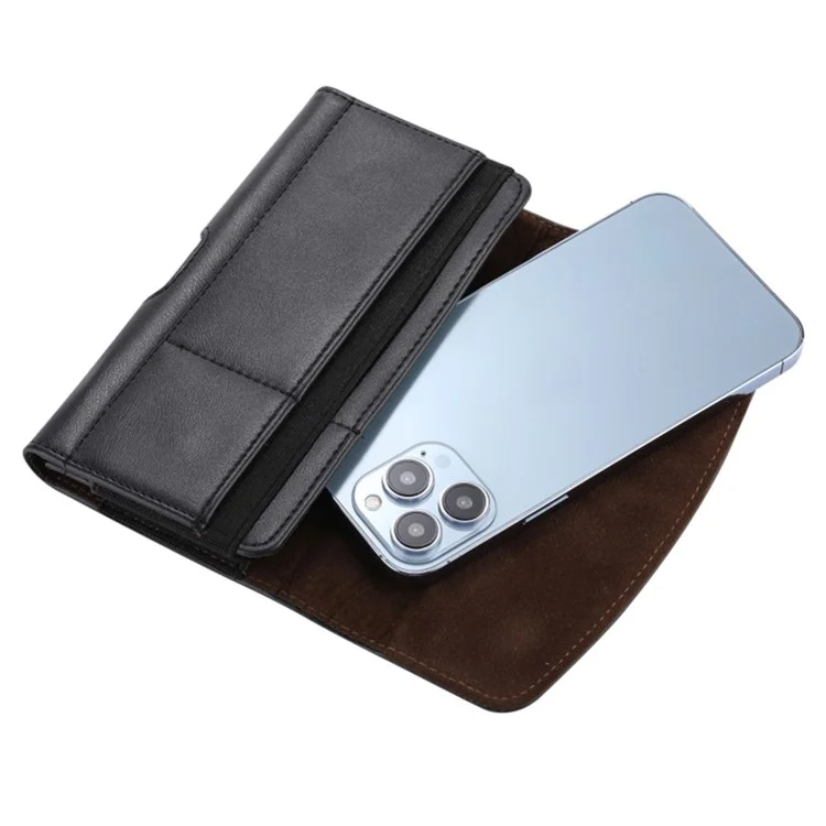 Card Slots Cell Phone Belt Bag Anti-Drop PU Leather Waist Phone Pouch with Magnetic Closure - M / 3.5-4.0 inch