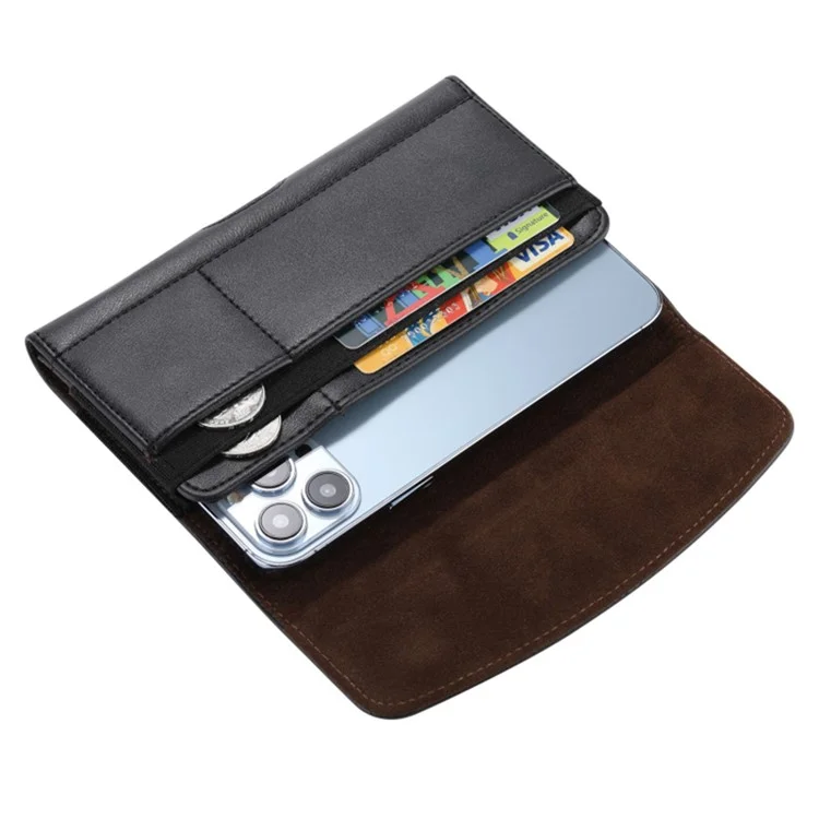 Card Slots Cell Phone Belt Bag Anti-Drop PU Leather Waist Phone Pouch with Magnetic Closure - M / 3.5-4.0 inch