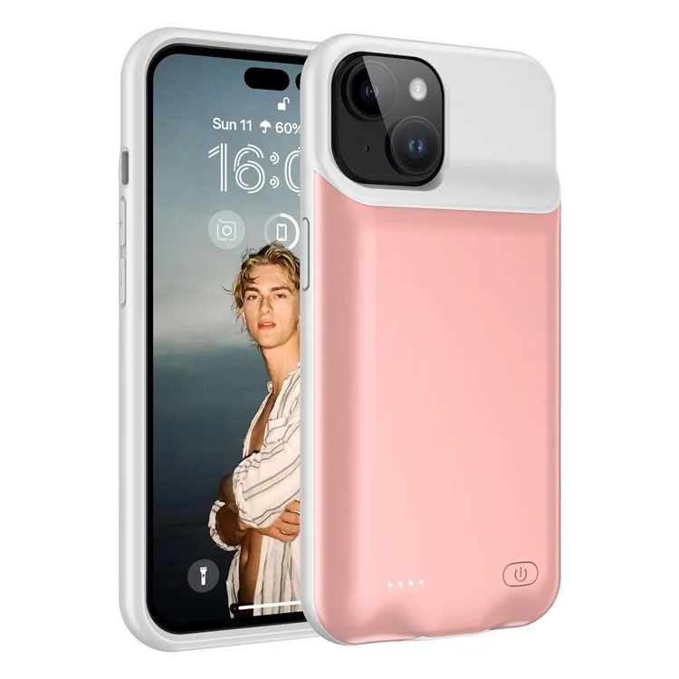 D98 8500mAh Portable Charging Case for iPhone 15 Plus , External Battery Pack Phone Case - Pink