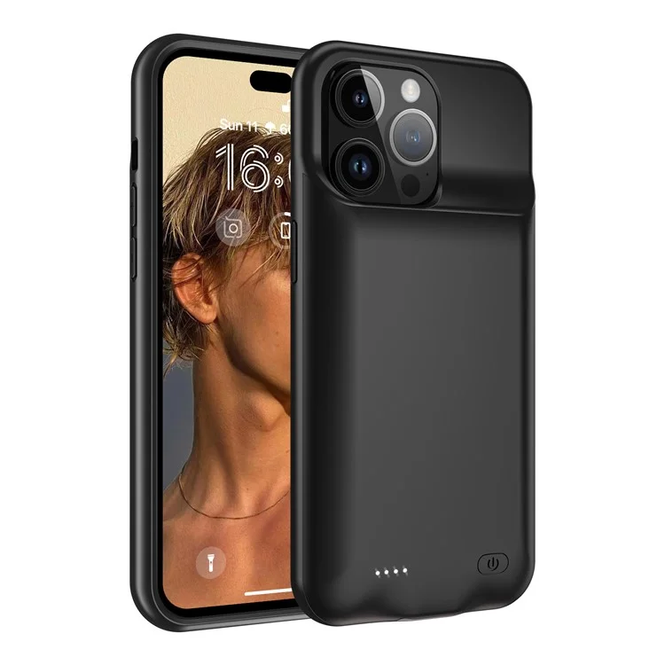 Case de Batería D98 Para Iphone 15 Pro Max, 8500mAh Carga Recargable de Carga de la Caja Del Teléfono Soporte de Audio Función de Audio - Negro