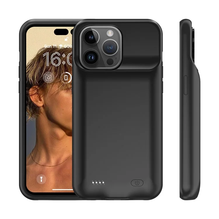 Case de Batería D98 Para Iphone 15 Pro Max, 8500mAh Carga Recargable de Carga de la Caja Del Teléfono Soporte de Audio Función de Audio - Negro