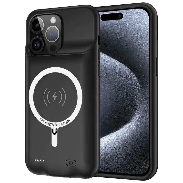 G98S Battery Case for iPhone 15 Pro Max , 8500mAh Power Bank Portable Charging Phone Case Compatible with Magsafe - Black