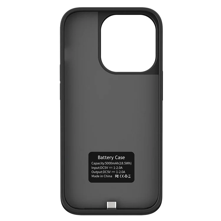 T44 For iPhone 15 Pro Additional Battery Case Kickstand 5000mAh Backup Battery Power Phone Case