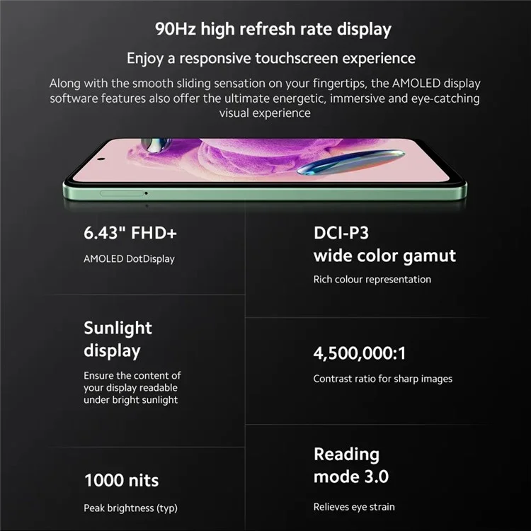 XIAOMI Redmi Note 12S Smartphone Version Mondiale 6.43'' Helio G96 8GB+256GB 108MP Triple Camera 5000mAh - Noir