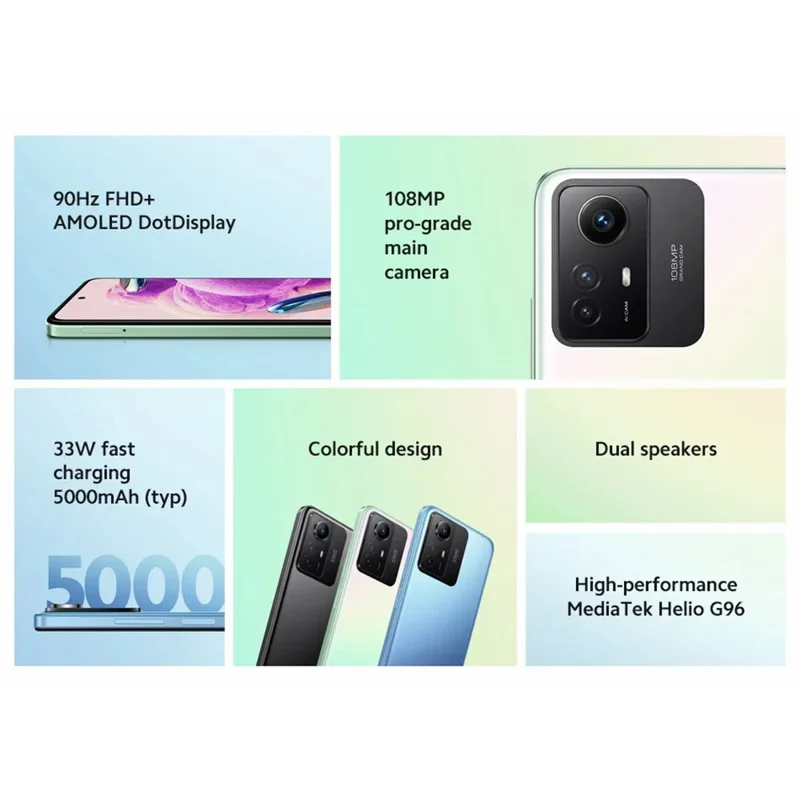XIAOMI Redmi Note 12S Smartphone Global Version 6.43'' Helio G96 8GB+256GB 108MP Triple Camera 5000mAh - Blue