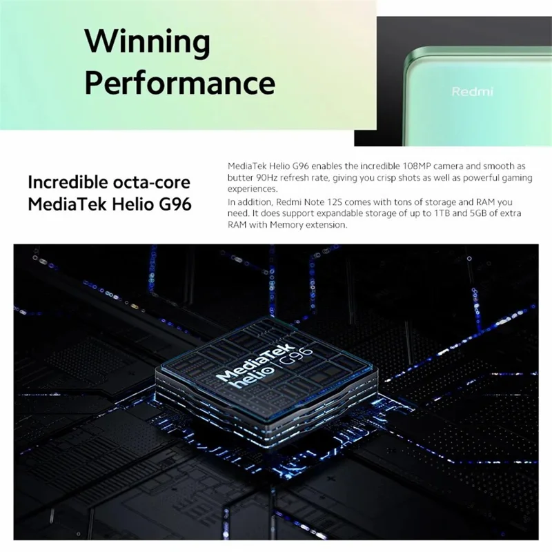 XIAOMI Redmi Note 12S Smartphone Global Version 6.43'' Helio G96 8GB+256GB 108MP Triple Camera 5000mAh - Blue