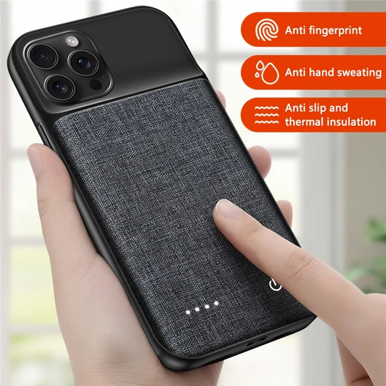 Pour iPhone 15 Pro Max 6800mAh Étui de batterie Cas Oxford Cloth Protective Rechargeable Power Bank Phone Cover (No CE Certificate)