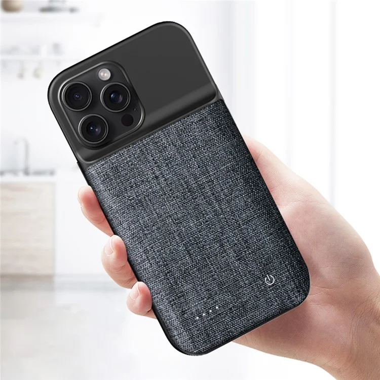 Pour iPhone 15 Pro Max 6800mAh Étui de batterie Cas Oxford Cloth Protective Rechargeable Power Bank Phone Cover (No CE Certificate)