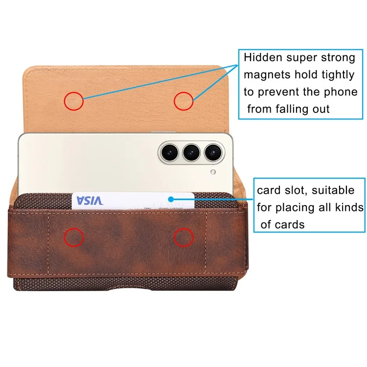 Per Samsung Galaxy Z Fold4 5G / Huawei Mate X3 5G Borsa marsupio in PU con clip per cintura - Marrone