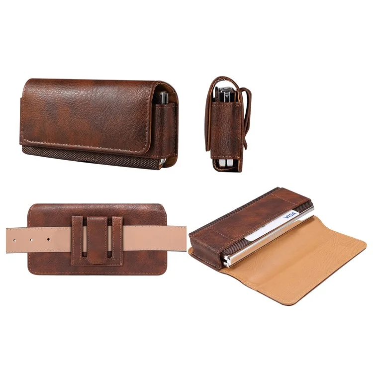 Per Samsung Galaxy Z Fold4 5G / Huawei Mate X3 5G Borsa marsupio in PU con clip per cintura - Marrone