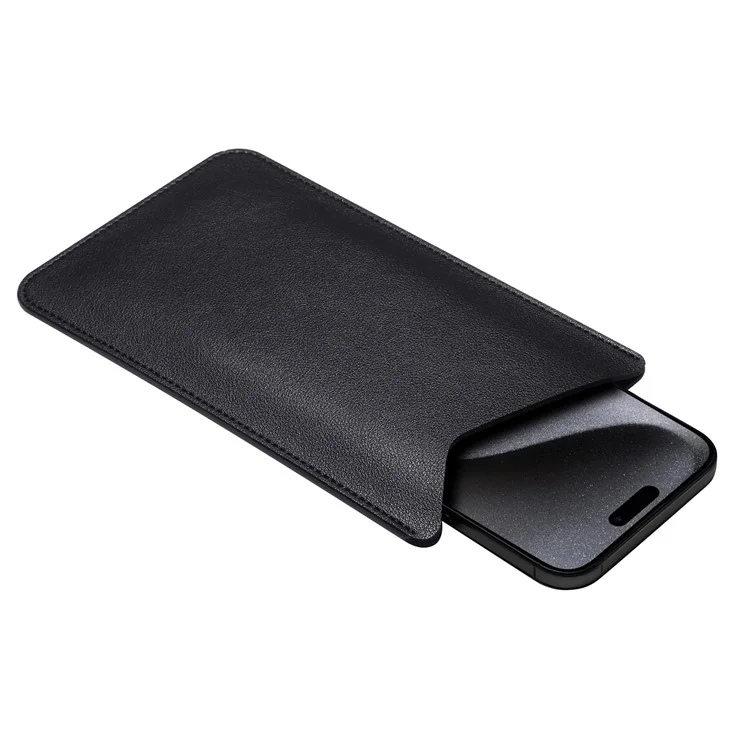 Portable Phone Bag for 6.7-6.9" Cell Phone Case Microfiber Leather Slim Phone Pouch, Size L - Black