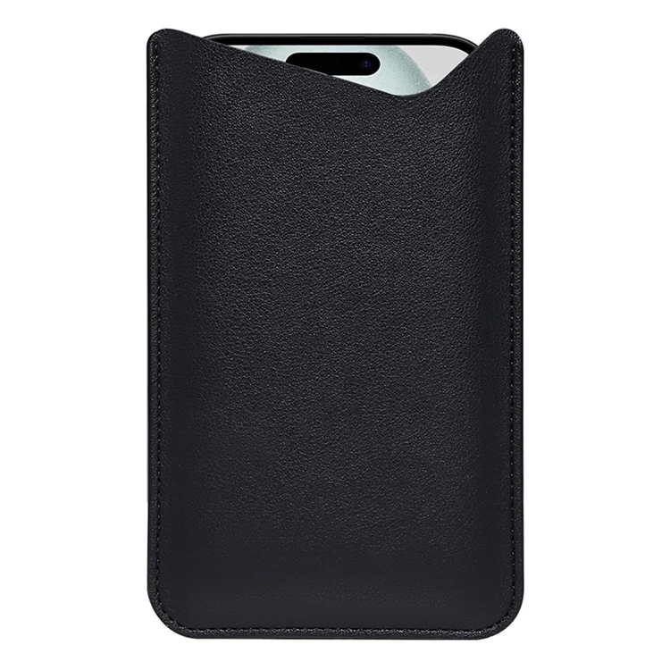 Microfiber Leather Case for 6.2-6.5" Cellphone Pouch Portable Slim Phone Bag, Size M - Black