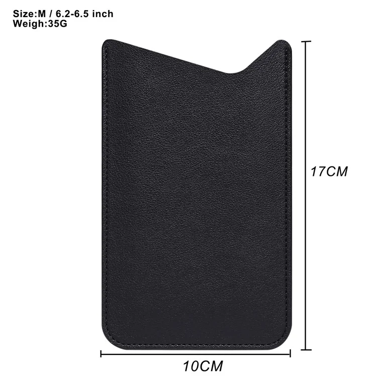 Microfiber Leather Case for 6.2-6.5" Cellphone Pouch Portable Slim Phone Bag, Size M - Black