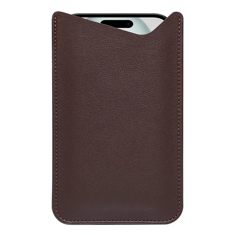Slim Phone Case for 4.8" / 5.8" / 6.1" Mobile Phone Bag Microfiber Leather Phone Pouch, Size S - Brown