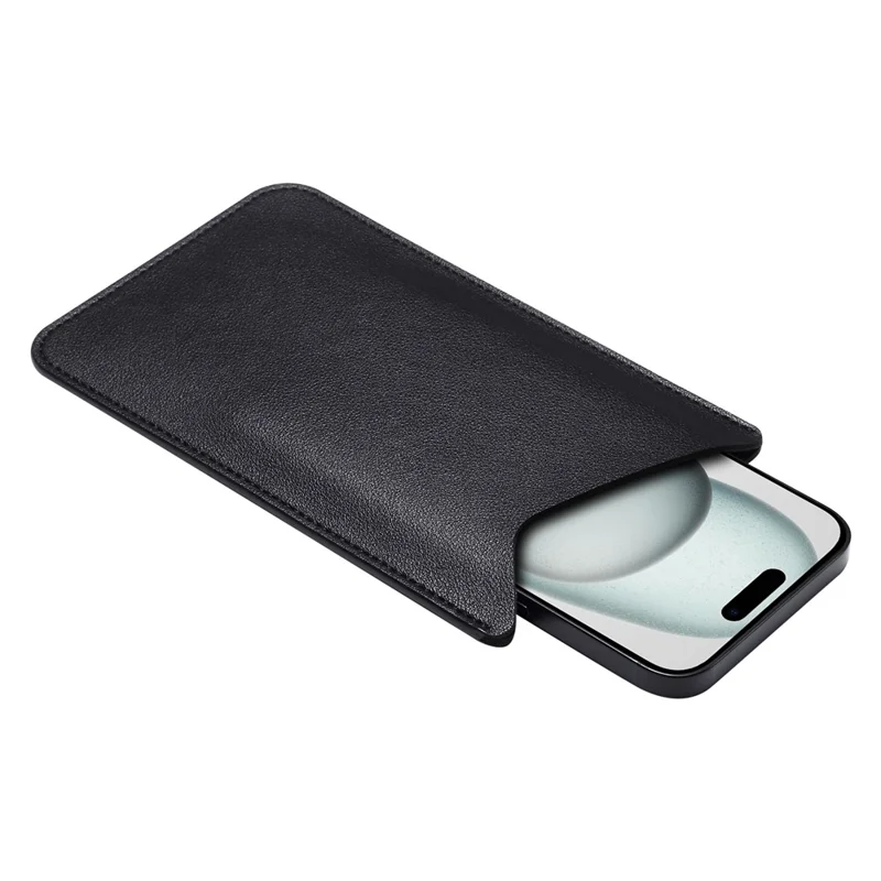 Slim Phone Case for 4.8" / 5.8" / 6.1" Mobile Phone Bag Microfiber Leather Phone Pouch, Size S - Black