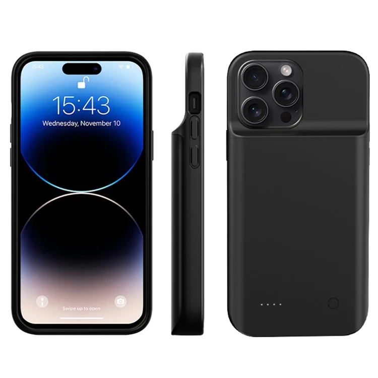 Étui de batterie rechargeable de 6800 mAh pour iPhone 15 Pro avec bords souples