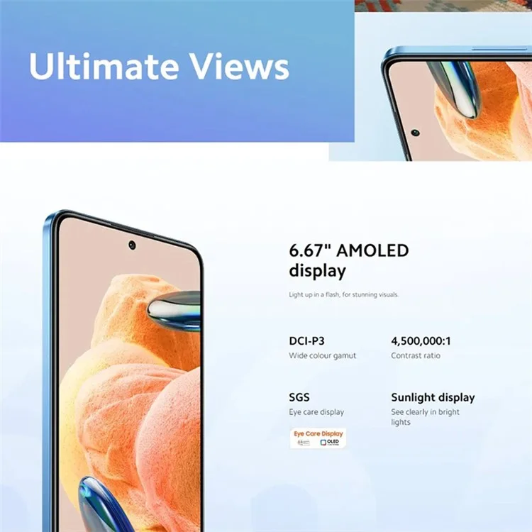 Xiaomi Redmi Note 12 Pro 4G ue Versione da 6,67 Pollici Per Cellulare 120Hz 108MP Smartphone Android Cam, 8 Gb+256 gb - Grigio