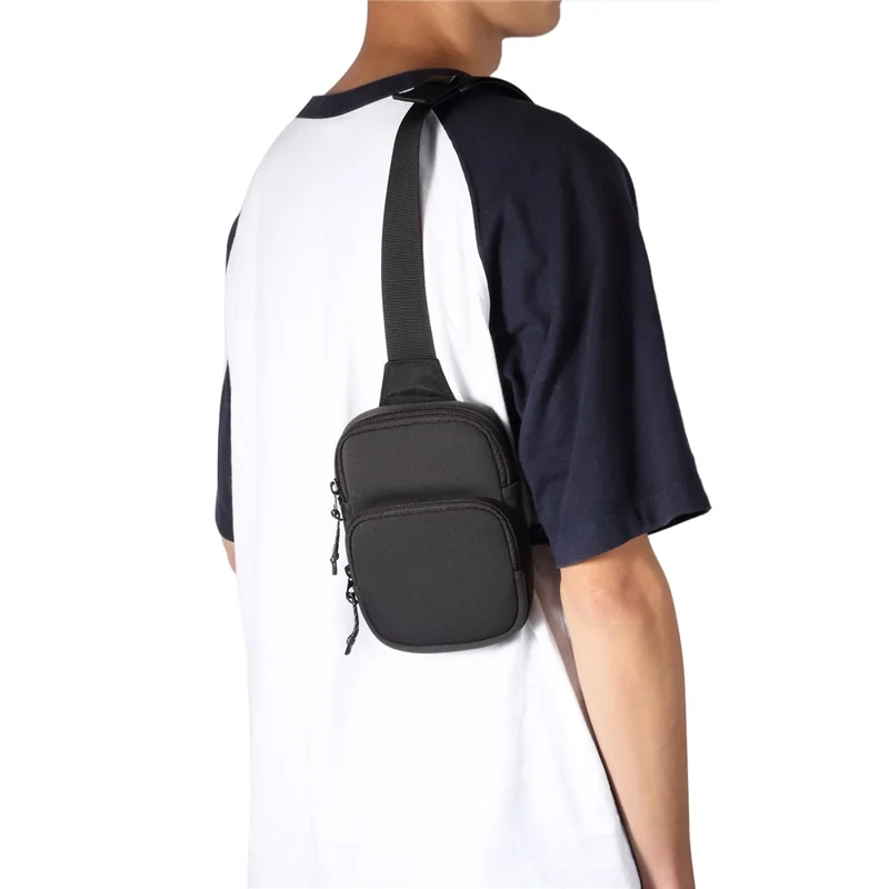 Portable Cell Phone Crossbody Bag Lightweight Mini Shoulder Bag Nylon Travel Sling Chest Bag - Dark Grey