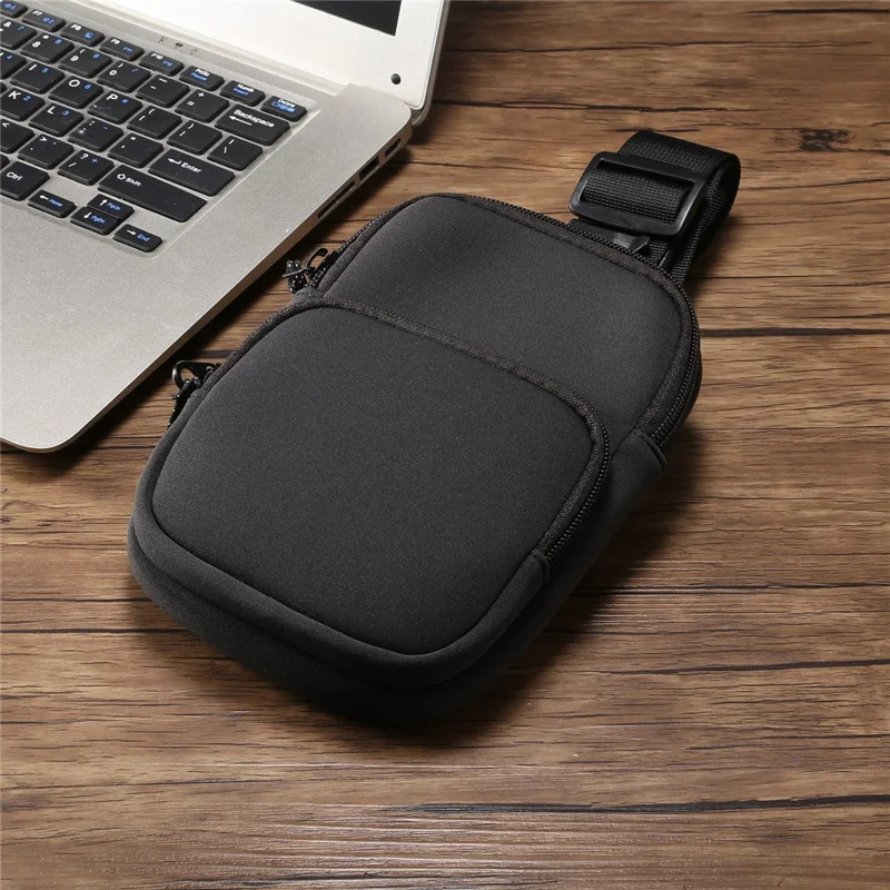 Portable Cell Phone Crossbody Bag Lightweight Mini Shoulder Bag Nylon Travel Sling Chest Bag - Dark Grey