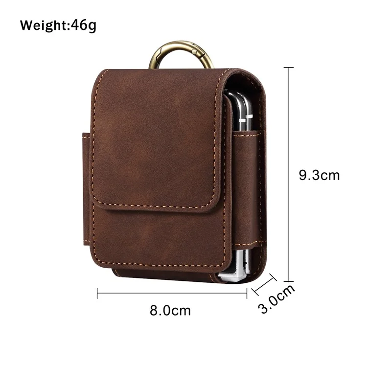 For Samsung Galaxy Z Flip5 5G / Huawei P50 Pocket / Oppo Find N2 Flip 5G Case Waist Pack Folding Phone Holster - Coffee