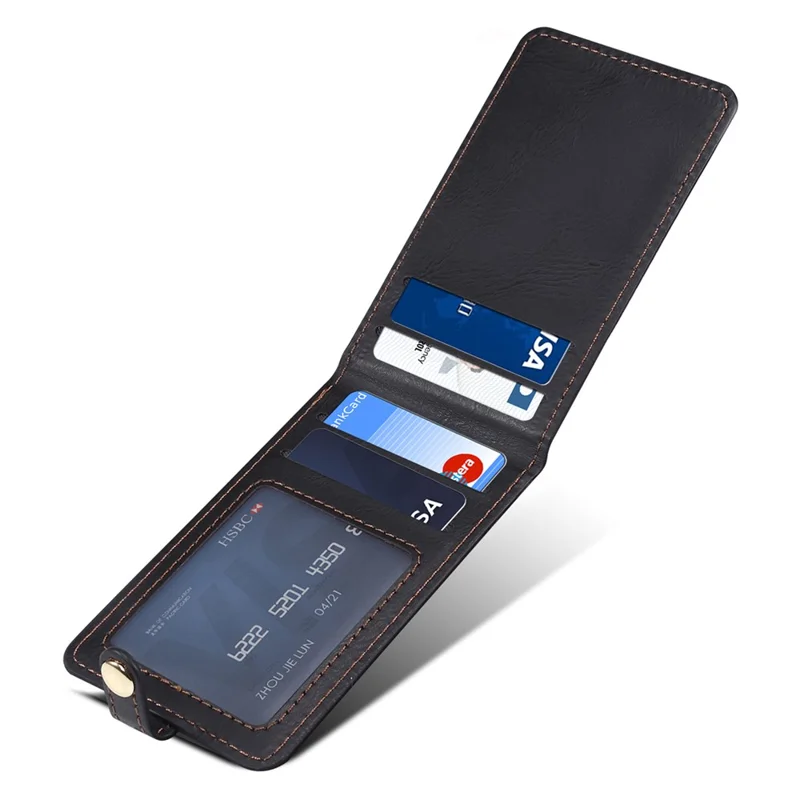 Kreditkortholder med mønster, mini forlomme, kortmappe med ID-vindue - Sort