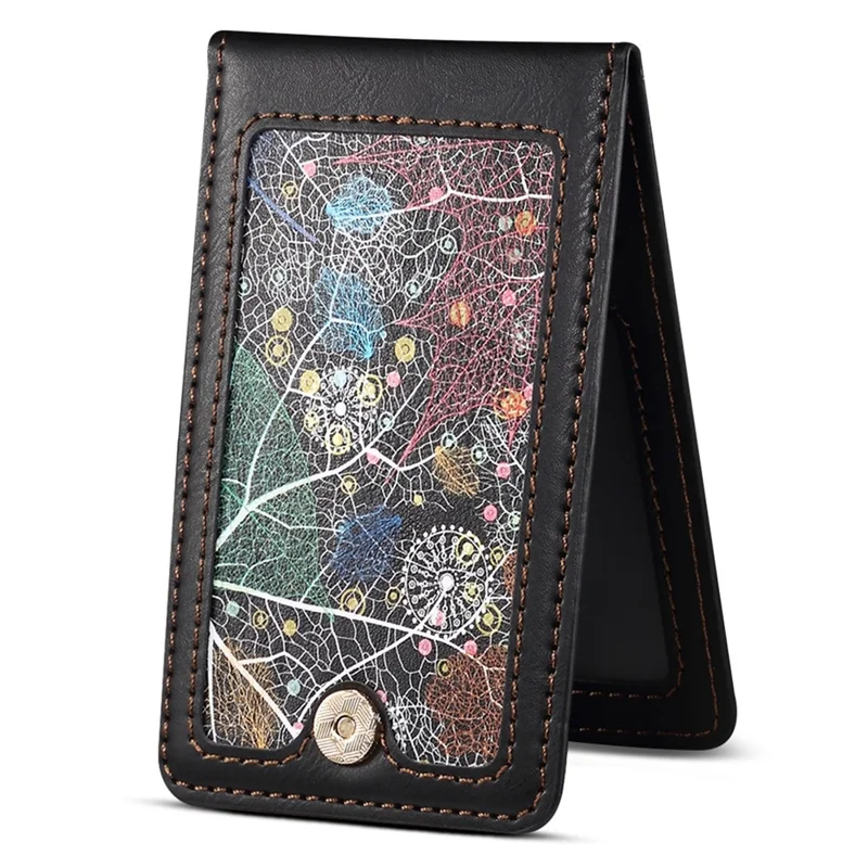 Kreditkortholder med mønster, mini forlomme, kortmappe med ID-vindue - Sort