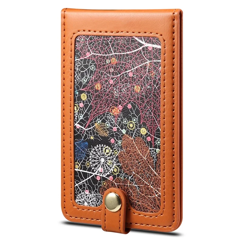 Credit Card Holder Pattern Mini Front Pocket Wallet Card Case with ID Window - Brown