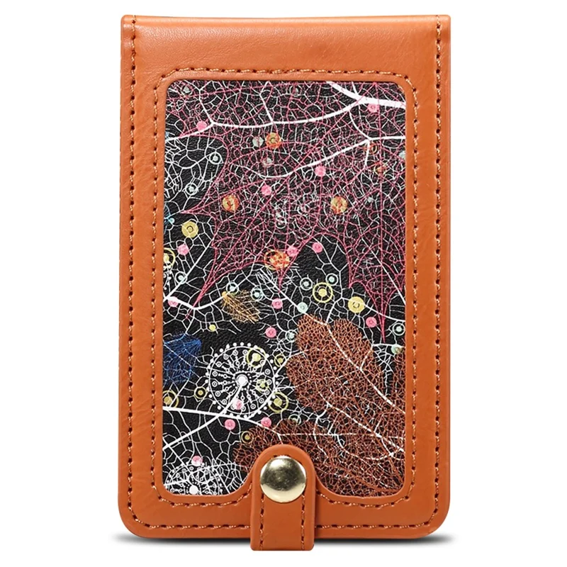Credit Card Holder Pattern Mini Front Pocket Wallet Card Case with ID Window - Brown