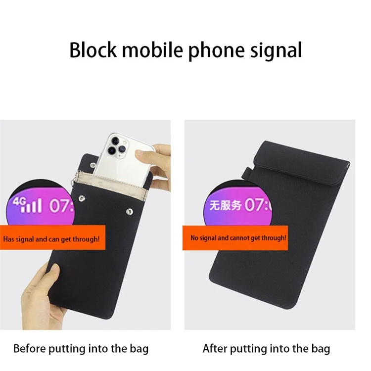 CL302 Oxford Cloth Signal Blocking Long Pouch RFID Blocker Phone Bag - Schwarz