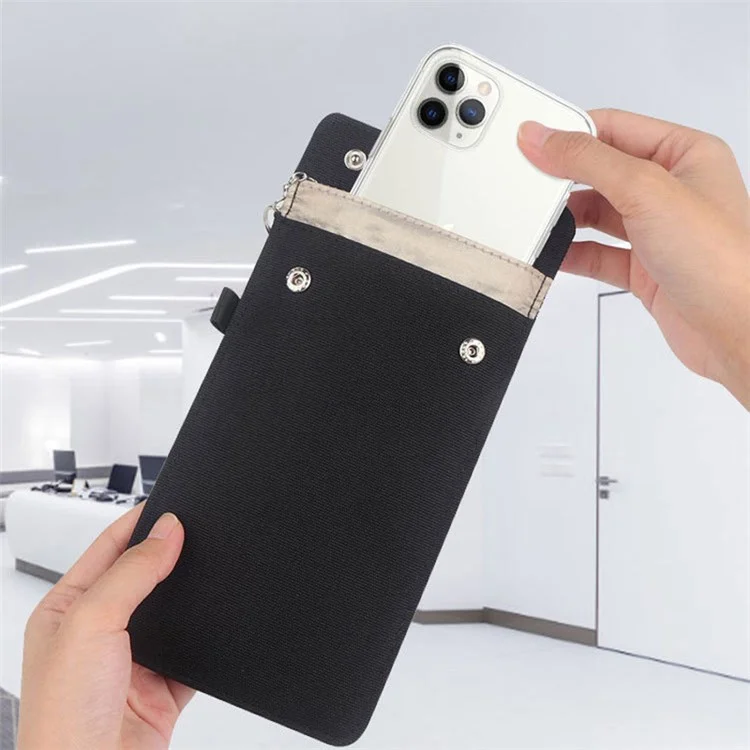 CL302 Oxford Cloth Signal Blocking Long Pouch RFID Blocker Phone Bag - Schwarz
