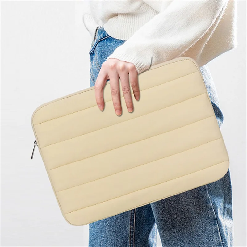 CL283 For 13-14 Inch Laptop Down Jacket Design Notebook Sleeve Portable Zipper Bag - Black