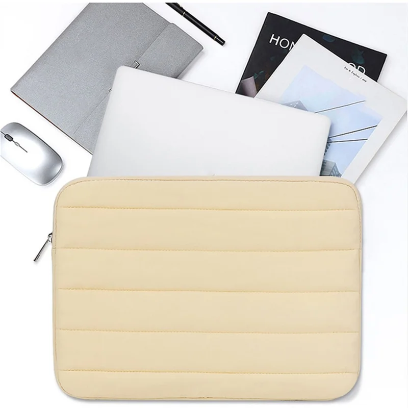 CL283 For 13-14 Inch Laptop Down Jacket Design Notebook Sleeve Portable Zipper Bag - Black