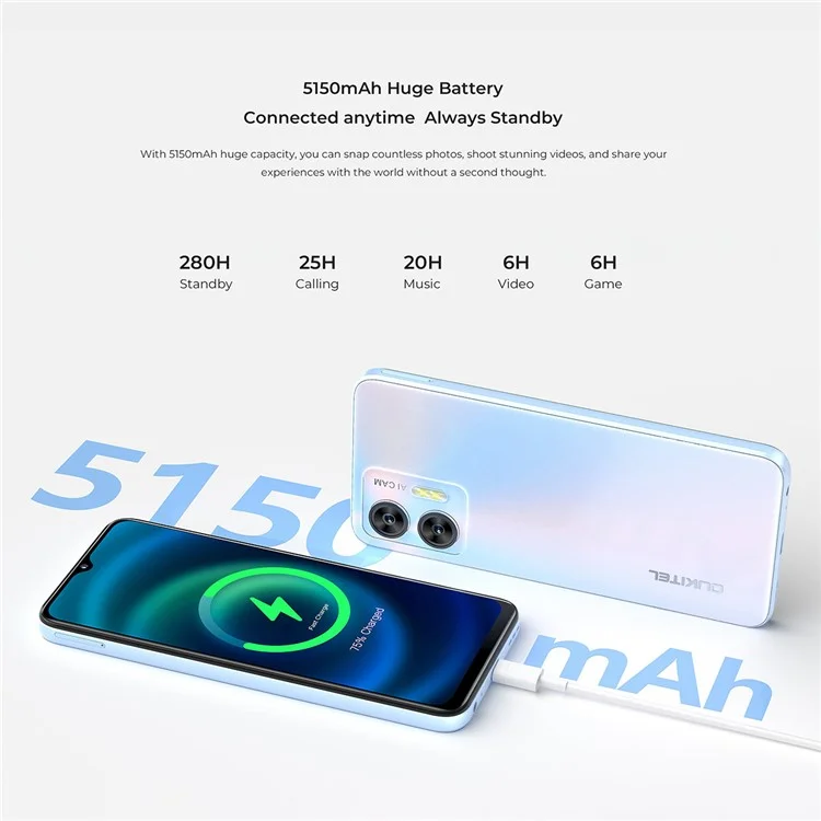 OUKITEL C35 6.56-Inch Unisoc T616 5150mAh 50MP Lens 4G Smartphone 12GB+512GB - Green