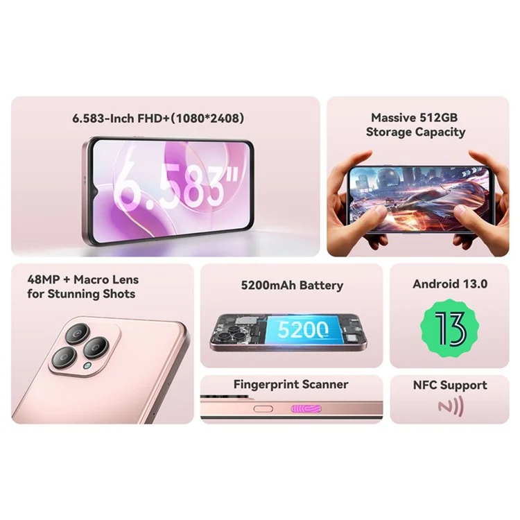 CUBOT P80 6.58-inch MT8788 8+512GB 5200mAh 48MP 4G Smartphone - Black