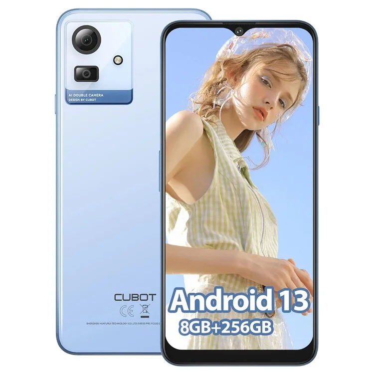 Cubot Remarque 50 6,56 Pouces Smartphone Unisoc T606 8 go + 256 go 5200mah 50MP 4G Téléphone - Bleu / Bouchon ue